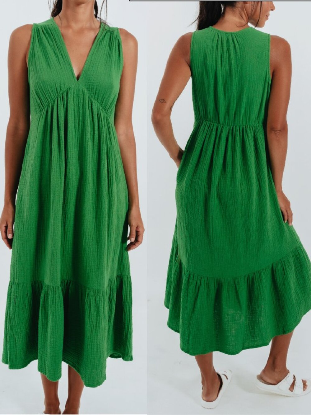 Echo Design Cotton Gauze Virginie Dress Beach Cover-up | S | Green